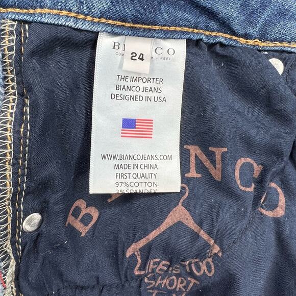 NWT Bianco Buttercup Boyfriend Jeans Light Blue Stretch Denim Button-Fly Size 24 - Picture 10 of 16